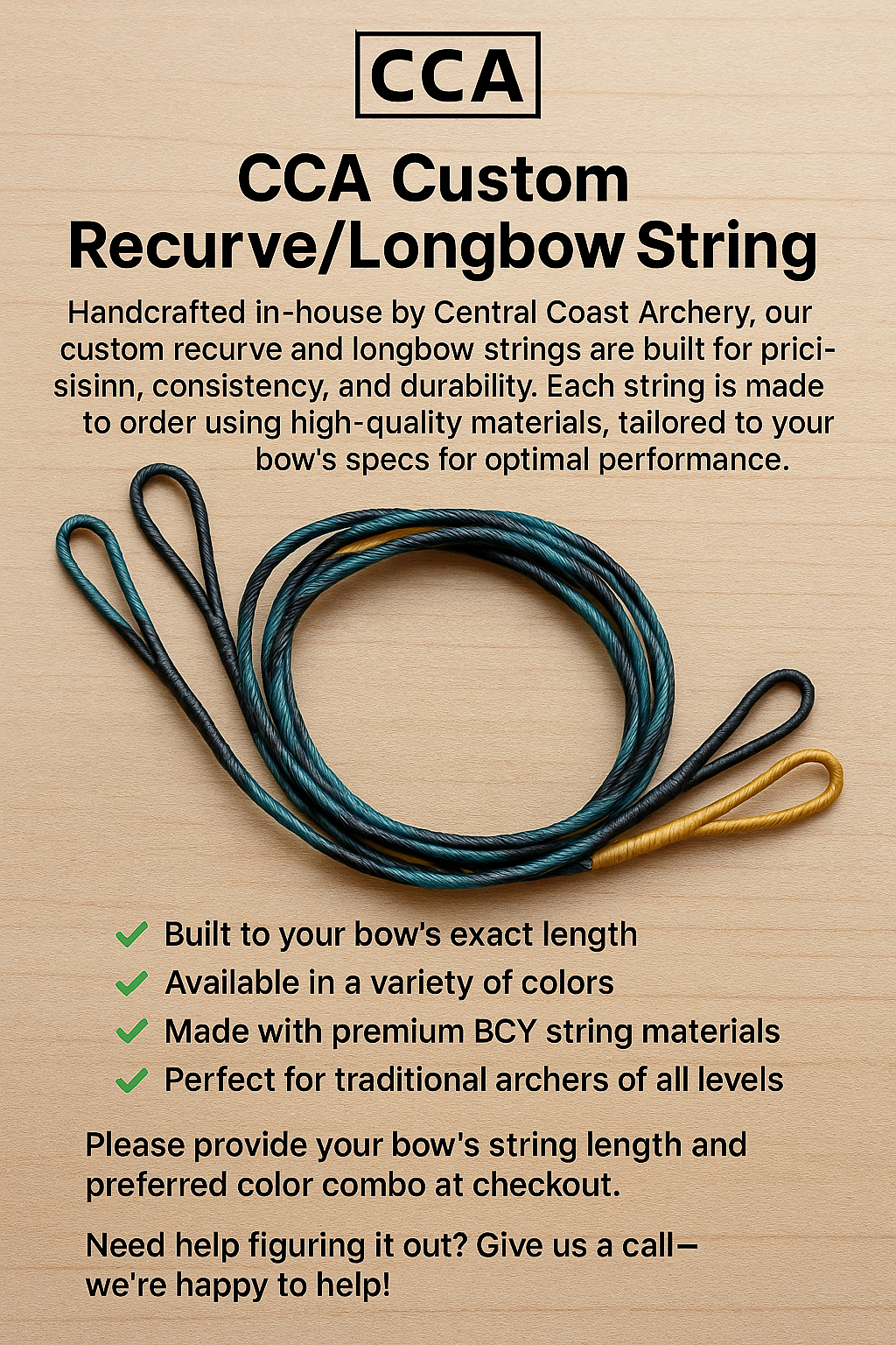 CCA Custom Recurve/ Longbow String