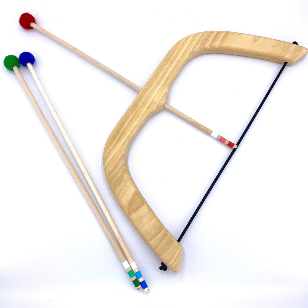 Kids Large Wooden Toy Bow W/ Three Arrows