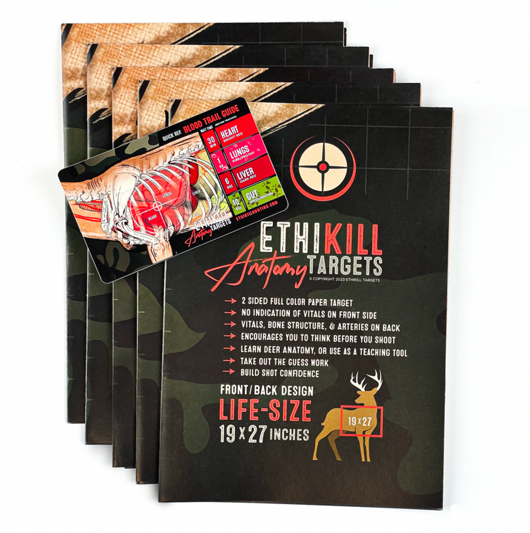 Ethikill 2 Sided – Life Size Deer Vitals Paper Target- 5 Pack