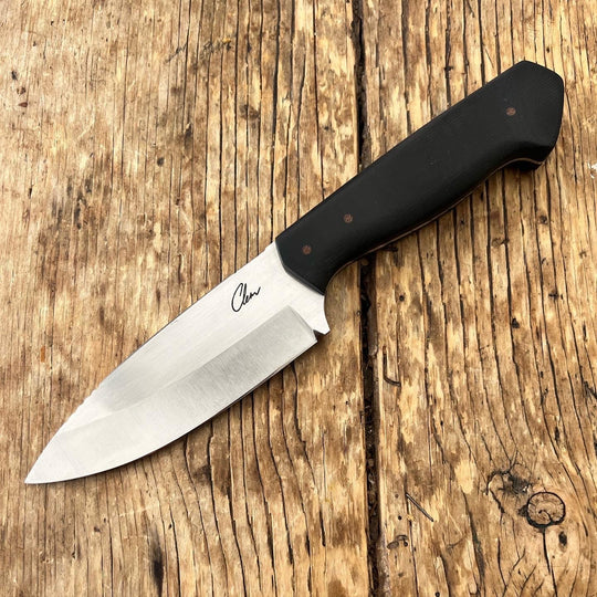 Clem's V2 Skinner Knife- Black Canvas Micarta